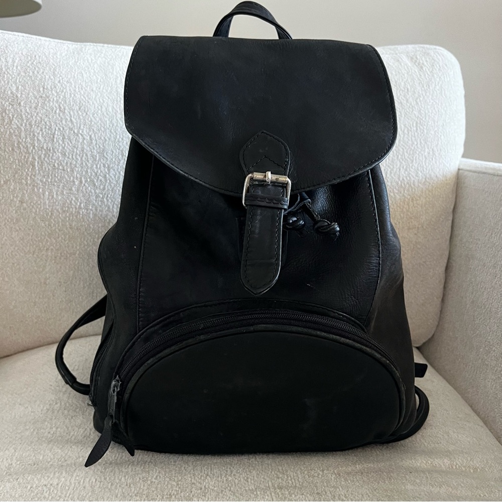 Black Leather Backpack